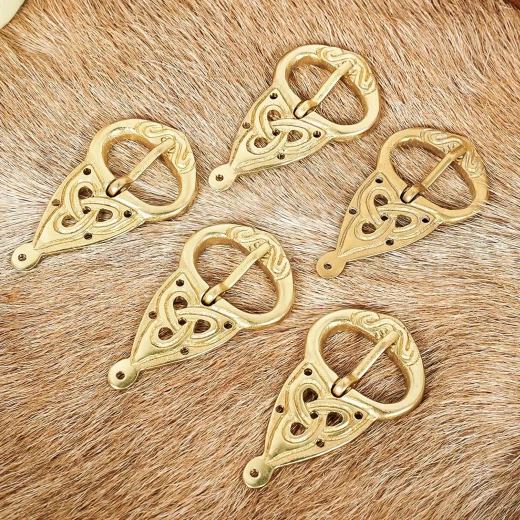 Set of 5 Brass Viking Belt Buckles with Strap Ends – Celtic Knot - Outlet