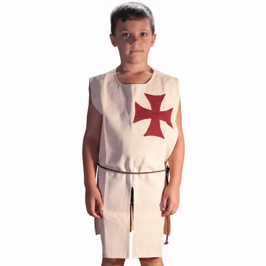 Junior Medieval Crusader Cotton Surcoat With Templar Cross - Outlet