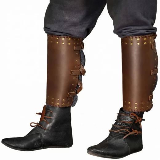Viking Leather Greaves by Lord of Battles, 3 Strap Fastening - Outlet