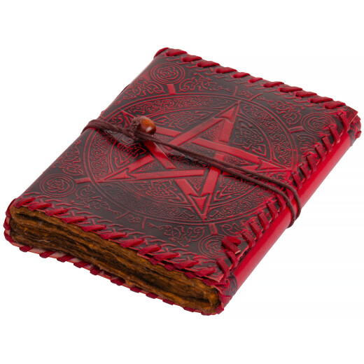 Leather Notebook with Patinated Paper and Pentagram