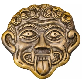 Starožitně patinovaná mosazná faléra s motivem hlavy antické Gorgony - Outlet