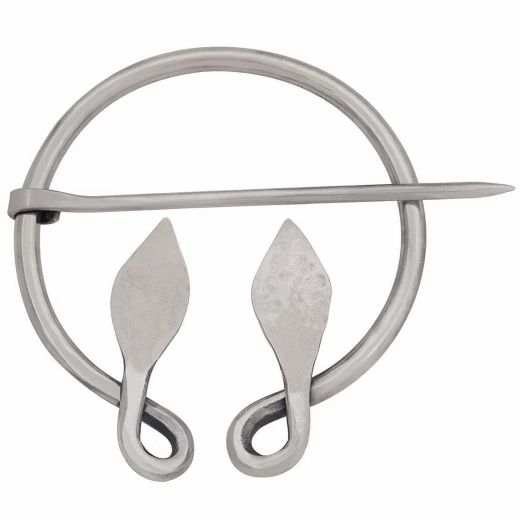 Ringfibel mit Blatt-Enden, Edelstahl