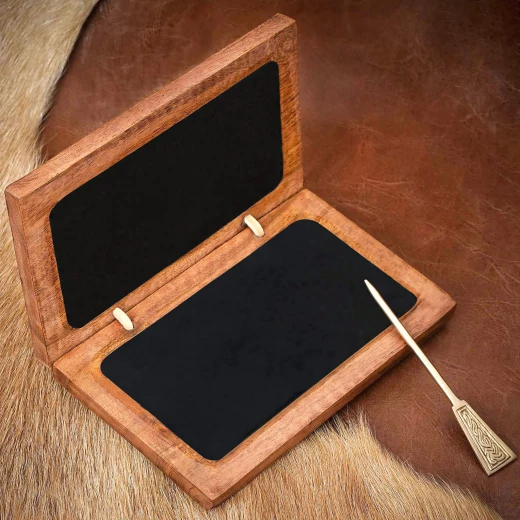 Římská vosková tabulka Diptych s mosazným rydlem – Antická psací souprava