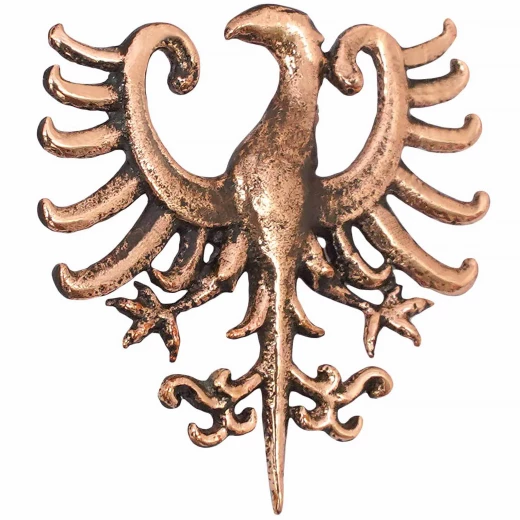 Středověká bronzová orlice, heraldický odznak, 13.–15. století