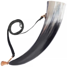 Vikinský signální roh Gjallarhorn s litým bronzovým nátrubkem