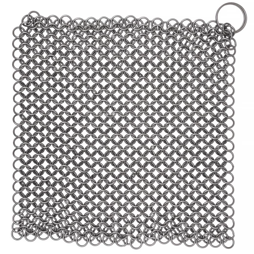 Kroužkový čistič na nádobí, 20x20 cm, nerez ocel, 8 mm nenýtované kroužky