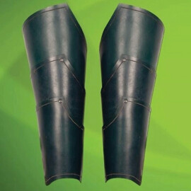 Deep Forest Green Elven Leather Greaves