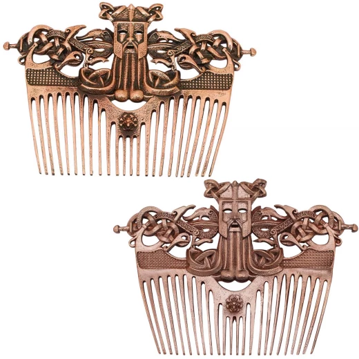 Wikinger Bartkamm aus Bronze mit Lederscheide - Outlet