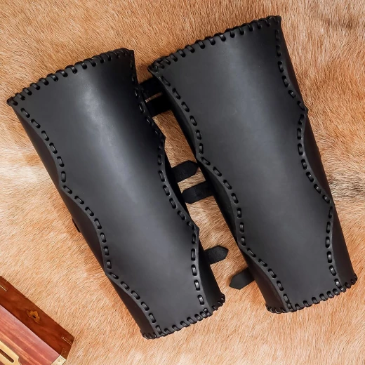 Leder-Beinschienen "Waldläufer", Schwarz - Outlet