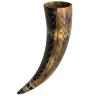Hand-Carved Viking Drinking Horn with Leaf Pattern, 400-500ml - Outlet