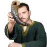 Hand-Carved Viking Drinking Horn with Leaf Pattern, 400-500ml - Outlet