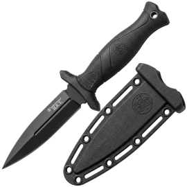 Taktischer HRT Stiefeldolch mit schwarzer Klinge und griffigem Kunststoffheft - Outlet