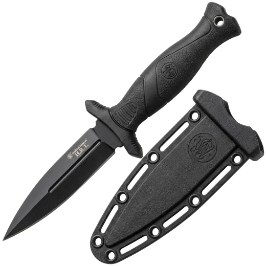 Taktická botová dýka HRT s černěnou čepelí a ergonomickým úchopem - Outlet