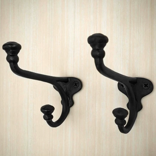Garderobenhaken aus Eisen im "Eichel"-Design, Doppelhaken, 9 cm (2er-Set)