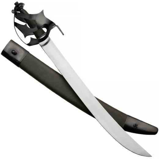 Heritage Series Pirate Cutlass with Blackened Basket Hilt and Skull Chape