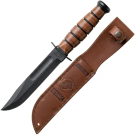 KA-BAR USMC Kurzes amerikanisches Kampfmesser mit Ledergriff und Lederscheide - Outlet