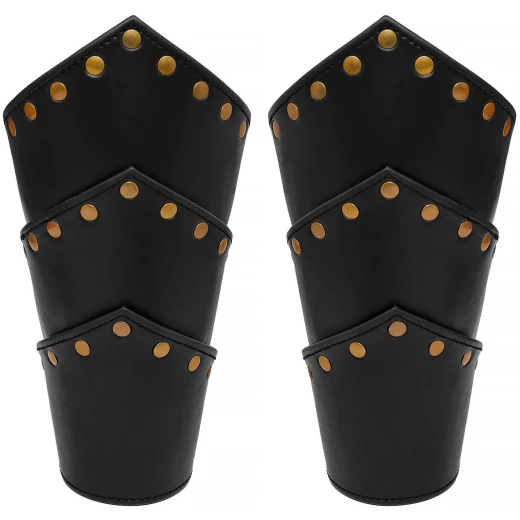 Lamellen-Armschienen aus Kunstleder, mit Messingnieten verziert, schwarz - Outlet