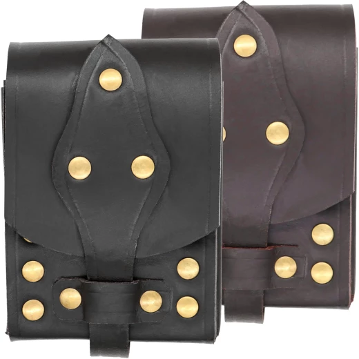 Hranatá kožená brašna na opasek s nýty - Outlet