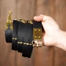 Medieval Crusader Long Belt with Templar Crosses and Brass Mounts