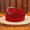 Langer mittelalterlicher O-Ring Gürtel aus Leder, Rot