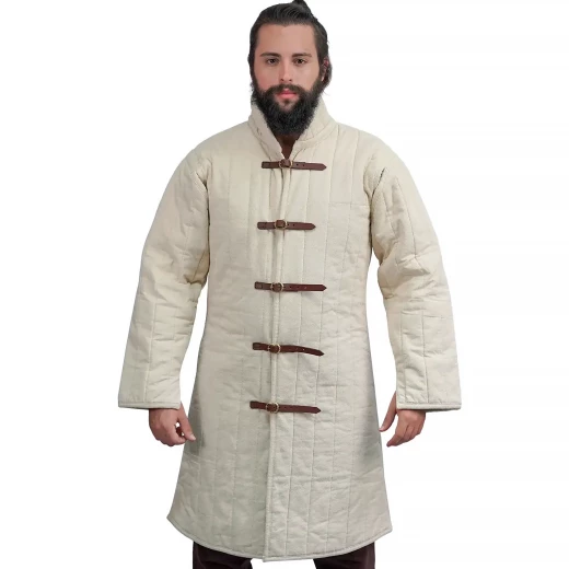 Langer gesteppter Gambeson mit Stehkragen und Schnallen - Outlet