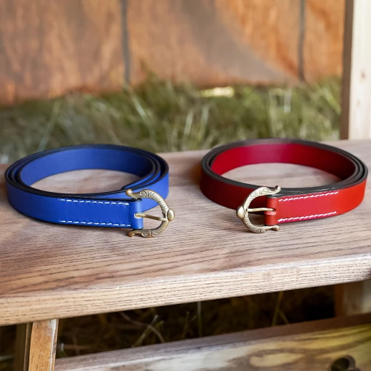 9th Century Viking Age Leather Belt with Brass Buckle, 2 cm - Outlet