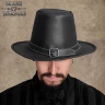 "Pilgrim" Leather Hat with Buckle, Smooth Leather - Outlet