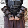 Warrior Leather Bracers with Rabbit Fur Stripes