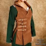 Women Medieval Suede Leather Long Jerkin with Ruffles Around the Neckline