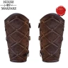 Quilted Viking Leather Greaves Brown