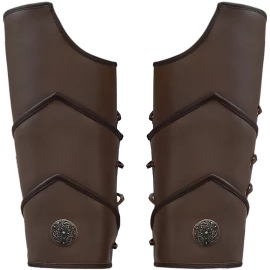 Fantasy Genuine Leather Greaves, Brown