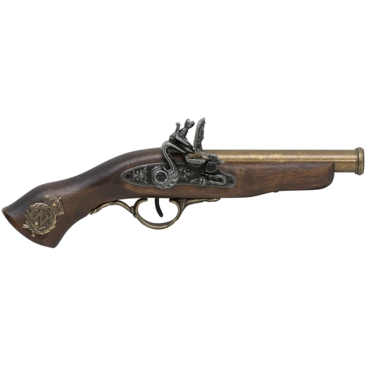 Dekorative Pistole mit Holzgriff und Messingverzierung