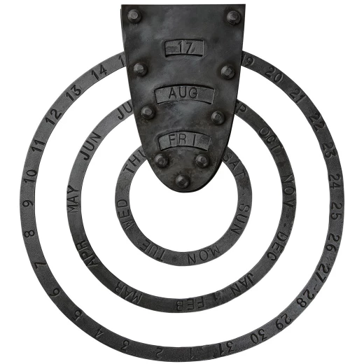 Decorative Round Calender, Iron, approx. 26 cm Diameter