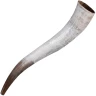 600ml Drinking Horn with Forged Iron Stand and Leather Frog