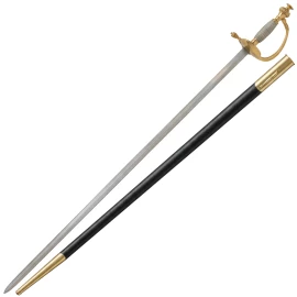 Vergoldeter Hofdegen mit Drahtgriff und klappbarem Stichblatt