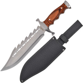 Impressive Bowie knife with sturdy stainless steel crossguard