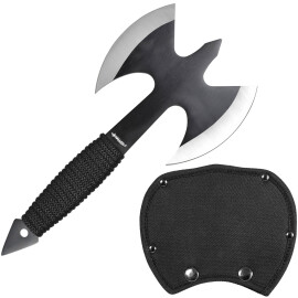 Throwing axe double axe 25x12cm made of stainless steel with sheath