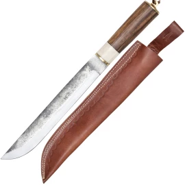 Seax s rukojetí z olivového dřeva a kosti: Autentický nůž raného středověku