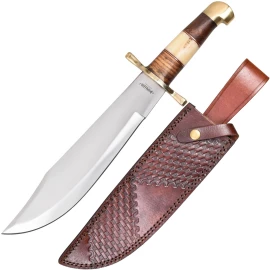 Großes Bowie-Messer "Frontiersman" mit Griff aus Holz und Knochen – Massive 270 mm Klinge