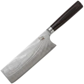 Japanese Damascus Steel Nakiri Vegetable Knife with G10 Handle - Outlet