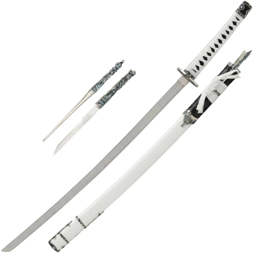 Dekorativní Katana Shiro Ryu s nožíky Kozuka a Kogai