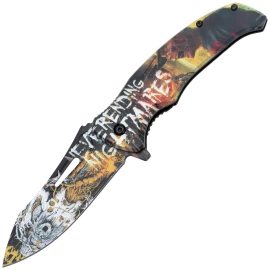 Neverending Nightmares Folding EDC Knife with Post-Apocalyptic Horror Motif - Outlet