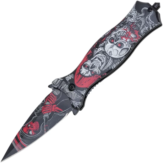 Stiletto Taschenmesser "Blut-Totenkopf" Flipper