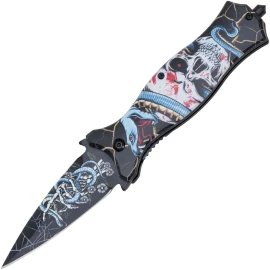 Stiletto Taschenmesser "Schlange & Totenkopf" Flipper
