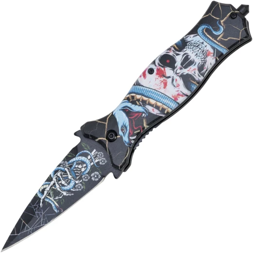 Stiletto Taschenmesser "Schlange & Totenkopf" Flipper