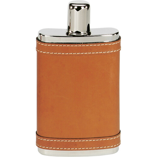 Hip flask coated with leather