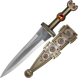Decorative Roman Pugio Dagger With Viking Decorated Sheath (Gold)