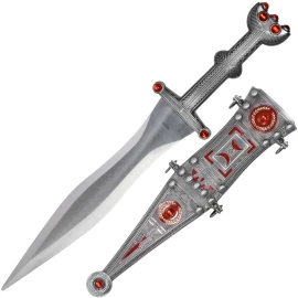 Decorative Roman Pugio Dagger with Viking Decorated Sheath (Silver)