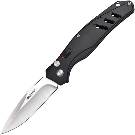 Lightweight switchblade knife with black light metal handle