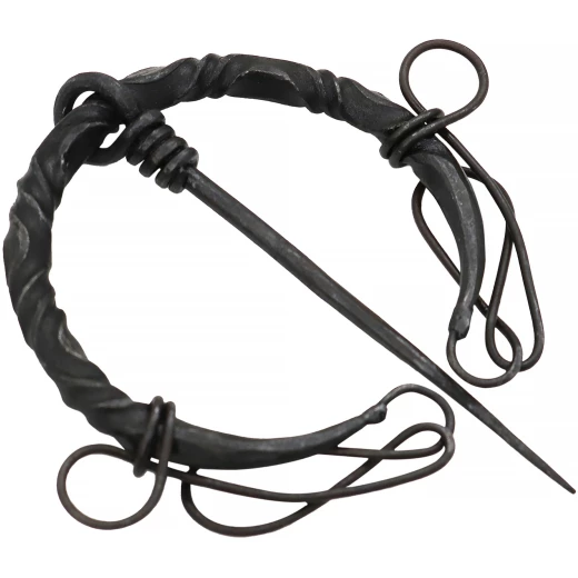 Hand-Forged Penannular Brooch, Viking Fibula, Twisted with Looped Terminals